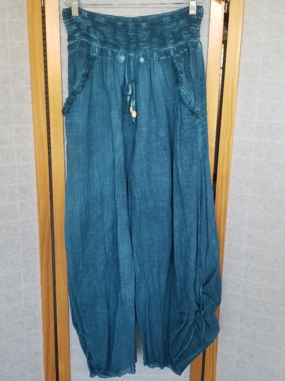 Women's Turkish Harem Pants Turquoise Relaxed Fit One Size Ipekci Otantik